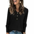 thumbnail image 1 of ClodeEU Womens Long Sleeve Shirts, V Neck Button Henley T Shirts ,Casual Pullover Lightweight Tunic Blouse Black,Womens Plus XXL, 1 of 7