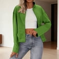 thumbnail image 1 of ClodeEU Womens Long Sleeve Stand Zip Up Cropped Jacket,Fall Fashion Bomber Jacket With Pockets Green,Womens Plus XXL, 1 of 8