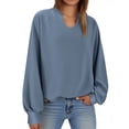 thumbnail image 1 of ClodeEU Womens Long Sleeve Tops, V Neck Shirts,Casual Blouses Fall Outfits,Trendy Clothes Clothes 2025 Blue,Womens Plus S, 1 of 7