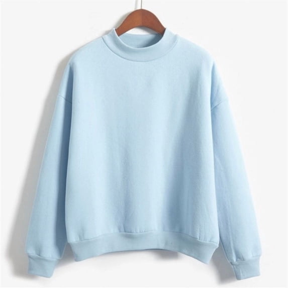 ClodeEU Womens Long Sleeve Turtleneck Sweatshirt,Casual Loose Lightweight Basic Sport Pullover Blue,Womens Plus L