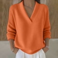 thumbnail image 1 of ClodeEU Womens Long Sleeve V Neck Sweater ,Fall Loose Fit Fashion Tunic Shirts Orange,Womens Plus XXXXXL, 1 of 6