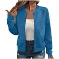 thumbnail image 1 of ClodeEU Womens Long Sleeve Zippered Jacket Top Outerwear，Outerwear Coat with Pockets Blue,Womens Plus L, 1 of 6