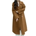 thumbnail image 1 of ClodeEU Womens Long Winter Pea Coat,Notch Lapel Collar DoubleBreasted Thick Double Sided Wool Outerwear Khaki,Womens Plus M, 1 of 4