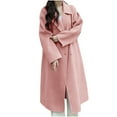 thumbnail image 1 of ClodeEU Womens Long Winter Pea Coat,Notch Lapel Collar DoubleBreasted Thick Double Sided Wool Outerwear Pink,Womens Plus M, 1 of 3