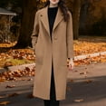 thumbnail image 1 of ClodeEU Womens Long Wool Blend Coat With Pockets, Notch Lapel Double Breasted Pea Trench Coat Yellow,Womens Plus XXL, 1 of 6