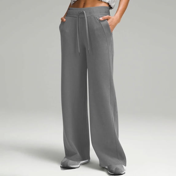 ClodeEU Womens Lounge Sweatpants with Drawstring, Loose Fit Wide Leg Comfort Sweat Pants Gray,Womens Plus L