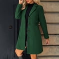 thumbnail image 1 of ClodeEU Womens Mid Long Wool Blend Coat, Notch Lapel Button Up Trench Coat,Casual Trendy Tunic Outwear Green,Womens Plus XL, 1 of 8