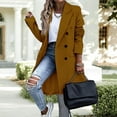 thumbnail image 1 of ClodeEU Womens Mid Long Wool Blend Coat With Pockets, Notch Lapel Button Up Trench Coat Khaki,Womens Plus XL, 1 of 5