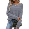 thumbnail image 1 of ClodeEU Womens Off The Shoulder Sweaters,Long Sleeve Off The Shoulder Pullover Tops,Hollow Out Crochet Dressy Casual Outfits Gray,Womens Plus XL, 1 of 3