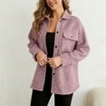 thumbnail image 1 of ClodeEU Womens Oversized Lapel Button Down Jacket ,Casual Long Sleeve Trendy Shacket Jacket Pink,Womens Plus L, 1 of 8