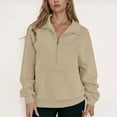 thumbnail image 1 of ClodeEU Womens Oversized Sweatshirt,Casual Half Zip Pullover, Long Sleeve Drop Shoulder Top Khaki,Womens Plus L, 1 of 5