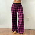 thumbnail image 1 of ClodeEU Womens Plaid Sweatpants With Drawstring ,Loose Fit Wide Leg Lounge Comfort Pants Hot Pink,Womens Plus XXXL, 1 of 8