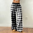 thumbnail image 1 of ClodeEU Womens Plaid Sweatpants With Drawstring ,Loose Fit Wide Leg Lounge Comfort Pants White,Womens Plus L, 1 of 8