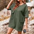 thumbnail image 1 of ClodeEU Womens Plus Size Crewneck Short Sleeve Sport Romper Reversible Jumpsuit with Pockets Army Green,Womens Plus XXL, 1 of 8