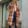 thumbnail image 1 of ClodeEU Womens Plus Size Flannel Plaid Button Down Shirts,Long Sleeve Lapel Long Coats For Fall Tops Orange,Womens Plus XL, 1 of 8