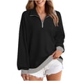 thumbnail image 1 of ClodeEU Womens Plus Size Sweatshirts,Long Sleeve Lapel Collared Pullover,Casual Soft Pullover Tops Shirts Black,Womens Plus XL, 1 of 8
