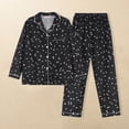thumbnail image 1 of ClodeEU Womens Printed Button Down Collared Pajama Set,Long Sleeve Sleepwear Long Pants 2 Piece Sets Black,Womens Plus L, 1 of 1
