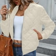thumbnail image 1 of ClodeEU Womens Quilted Jackets，Long Sleeve Zip Up Bomber Jacket，Warm Winter Coat with Pockets Outerwear Khaki,Womens Plus XL, 1 of 8