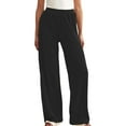 thumbnail image 1 of ClodeEU Womens Ribbed Wide Leg Pants with Drawstring Waist,Casual Loose Trendy Pant Black,Womens Plus S, 1 of 8