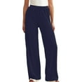 thumbnail image 1 of ClodeEU Womens Ribbed Wide Leg Pants with Drawstring Waist,Casual Loose Trendy Pant Dark Blue,Womens Plus XXL, 1 of 8