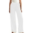 thumbnail image 1 of ClodeEU Womens Ribbed Wide Leg Pants with Drawstring Waist,Casual Loose Trendy Pant White,Womens Plus M, 1 of 8