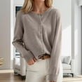 thumbnail image 1 of ClodeEU Womens Round Neck Button Down Knit Sweater,Long Sleeve Soft Classic Basic Knit Cardigan Sweater Bronze,Womens Plus S, 1 of 4