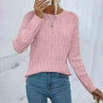 thumbnail image 1 of ClodeEU Womens Round Neck Knit Sweaters,Lightweight Cable Knit Soft Pullover Sweaters,Trendy Fall Outfits Pink,Womens Plus XXL, 1 of 8