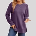 thumbnail image 1 of ClodeEU Womens Round Neck Long Sleeve T Shirts With Side Split ,Casual Trendy Tunic Tops Purple,Womens Plus L, 1 of 5