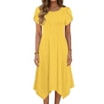 thumbnail image 1 of ClodeEU Womens Ruffle Short Sleeve Asymmetrical Hem Dress,Flowy Beach Sundress with Pockets B-Yellow,Womens Plus S, 1 of 6