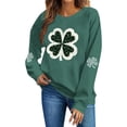 thumbnail image 1 of ClodeEU Womens Saint Patrick‘s Day Crewneck Sweatshirt, Long Sleeve Casual Pullover Green 23,Womens Plus XL, 1 of 6