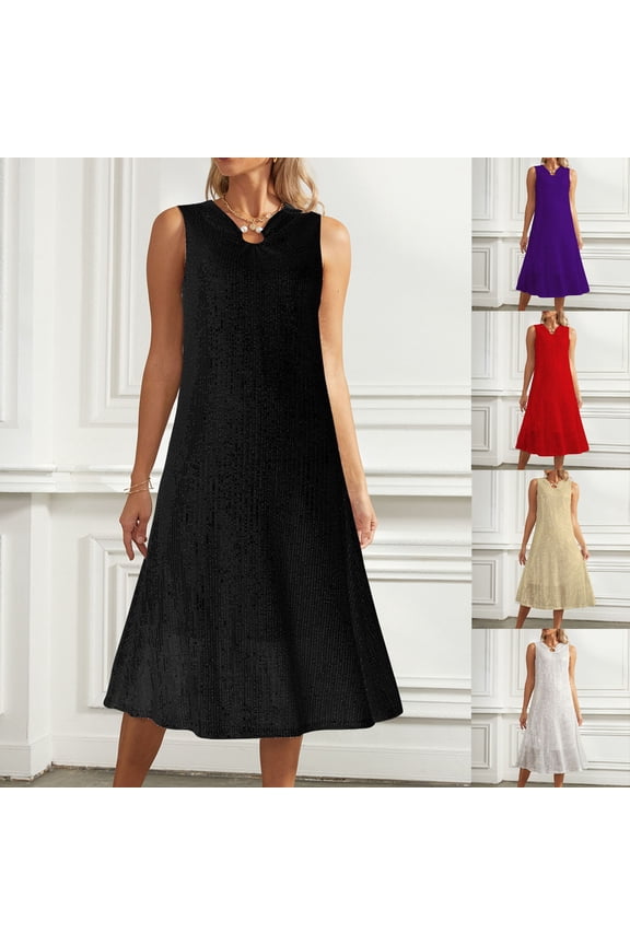 U Womens Sequin Sleeveless Midi Cocktail Dress,Club Party Trendy Derss White,Womens Plus S