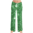 thumbnail image 1 of ClodeEU Womens Sequin Wide Leg Pants,Elastic Waisted Sparkly Glitter Pant For Party Green,Womens Plus XL, 1 of 5