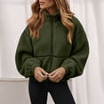 thumbnail image 1 of ClodeEU Womens Sherpa Fleece Jacket with Pockets ,High Collar Zip Up Coat,Winter Warm Outwear Army Green,Womens Plus XL, 1 of 8