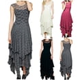 thumbnail image 1 of ClodeEU Womens Sleeveless Retro Lace Dress,Layered Tunic Lace Long Dress Gray,Womens Plus L, 1 of 6