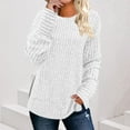 thumbnail image 1 of ClodeEU Womens Soft Long Sleeve Crewneck Shirts ,Fall Casual Loose Fit Knit Tops Blouses ,Fall Sweaters Curved Hem White,Womens Plus S, 1 of 7