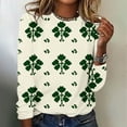 thumbnail image 1 of ClodeEU Womens St. Patrick's Clover Print Irish Pullover ,Long Sleeve Shamrock Round Neck Sweatshirts Green 01,Womens Plus XXL, 1 of 5