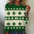 thumbnail image 1 of ClodeEU Womens St. Patrick's Clover Print Irish Pullover ,Long Sleeve Shamrock Round Neck Sweatshirts Green 02,Womens Plus L, 1 of 4