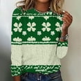 thumbnail image 1 of ClodeEU Womens St. Patrick's Clover Print Irish Pullover ,Long Sleeve Shamrock Round Neck Sweatshirts Green 03,Womens Plus M, 1 of 4