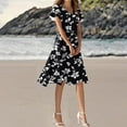 thumbnail image 1 of ClodeEU Womens Summe Ruffle Sleeve V Neck Flowy Dress,Boho Flared Trendy Midi Dress Black 01,Womens Plus S, 1 of 6