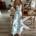 thumbnail image 1 of ClodeEU Womens Summer Bohemian Floral Spaghetti Straps Maxi Dress,Casual Swing Beach Dresses Blue,Womens Plus M, 1 of 5