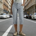 thumbnail image 1 of ClodeEU Womens Summer Capri Cargo Pants ,Elastic Waist Pull On Button Casual Capris Pants Gray,Womens Plus M, 1 of 9
