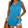 thumbnail image 1 of ClodeEU Womens Summer Plus Size Sleeveless V Neck Tank Tops ,Casual Loose Fit Basic Tees Tunic Tops Light Blue,Womens Plus XXL, 1 of 6