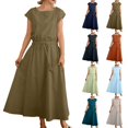 thumbnail image 1 of ClodeEU Womens Summer Short Sleeve Shift Dress with Belted ,Flowy Casual Loose Dress Orange,Womens Plus M, 1 of 6