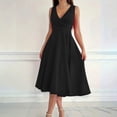 thumbnail image 1 of ClodeEU Womens Summer Sleeveless V Neck Evening Dress,Trendy Business Work A Line Cocktail Midi Dress Black,Womens Plus L, 1 of 6