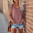 thumbnail image 1 of ClodeEU Womens Summer V-Neck Cap Sleeve T Shirts, Casual Loose Basic Basic Dressy Tees Pink,Womens Plus L, 1 of 6