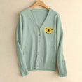 thumbnail image 1 of ClodeEU Womens Sweaters ,Floral Pattern Single Breasted Knit Cardigan Sweater, Fall Casual Lightweight Cardigans Green,Womens Plus L, 1 of 5