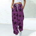 thumbnail image 1 of ClodeEU Womens Sweatpants Jogger Athletic Pants with Pockets ,Star Print Elastic Waist Drawstring Ankle Pants Purple,Womens Plus XL, 1 of 5