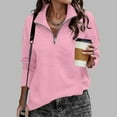 thumbnail image 1 of ClodeEU Womens Sweatshirt，Solid Color With Pocket Sportswear,Long Sleeved Half Zipper Pullover Top Pink,Womens Plus XL, 1 of 9
