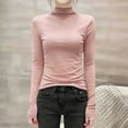 thumbnail image 1 of ClodeEU Womens Turtleneck Long Sleeve Shirts,Ribbed Slim Fit Basic Lightweight Thermal Underwear Tops Pink,Womens Plus M, 1 of 7