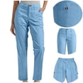 thumbnail image 1 of ClodeEU Womens Utility Cargo Pants with Button and Zip Closure,Tapered Leg Trousers with Pockets Blue,Womens Plus S, 1 of 8